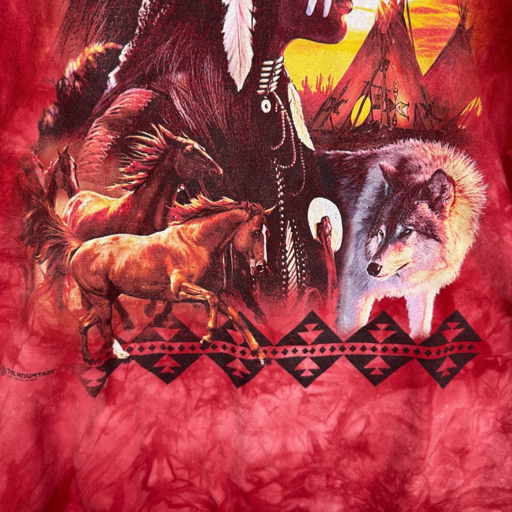 The Mountain Y2K Wind River T Shirt Mens Size XL Native American Western Wolf - Picture 6 of 11